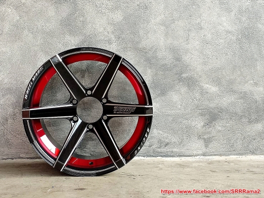 DCENTI STW777-II ขอบ18 หน้า9.5 หลัง10.5 ET25 สีดำเงาคลิบเงินขอบแดง DCENTI STW777-II ขอบ18 หน้า9.5 หลัง10.5 ET25 สีดำเงาคลิบเงินขอบแดง