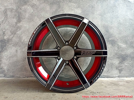 DCENTI STW777-II ขอบ18 หน้า9.5 หลัง10.5 ET25 สีดำเงาคลิบเงินขอบแดง DCENTI STW777-II ขอบ18 หน้า9.5 หลัง10.5 ET25 สีดำเงาคลิบเงินขอบแดง