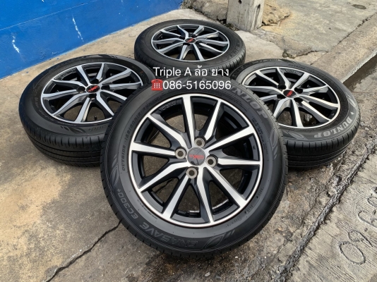 ล้อแม็ก Toyota Vios TRD ขอบ 15 พร้อมยางสภาพน้องๆป้ายแดง 185-60-15 Dunlop ปลายปี 18