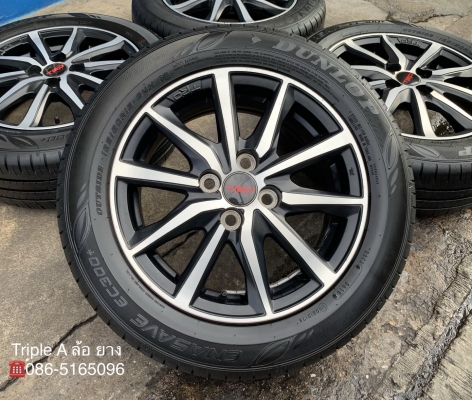 ล้อแม็ก Toyota Vios TRD ขอบ 15 พร้อมยางสภาพน้องๆป้ายแดง 185-60-15 Dunlop ปลายปี 18
