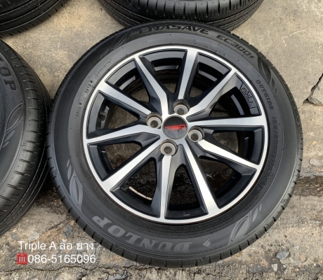 ล้อแม็ก Toyota Vios TRD ขอบ 15 พร้อมยางสภาพน้องๆป้ายแดง 185-60-15 Dunlop ปลายปี 18
