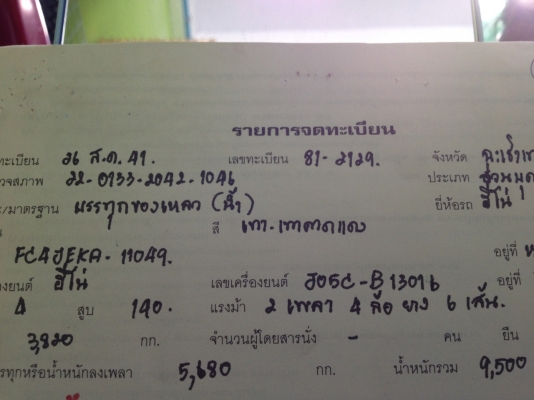 ขายหัวคัซซี Hino FC4J ปี 41 ห้าง เครื่อง JO5C โทร 088-4501277