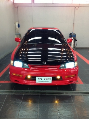 ขาย Honda accord ปี96 G5 ไฟท้ายเดียว สีแดงSuperred หลังคาSunroof เครื่อง VTEC เกียร์ Auto+Lpg หัวฉีด พร้อมขับหล่อ