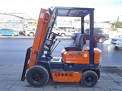 ขายรถยกโตโยต้า 1.5 ตัน   รุ่น5 เครื่องเบนซิน  เสาสูง 3 เมตร  ยางตันใหม่ 4 ล้อ  สีเดิมจากนอก  พวงมาลัยเพาเว่อร์ นำเข้าจากญี่ปุ่น ใช้งานได้ทันที