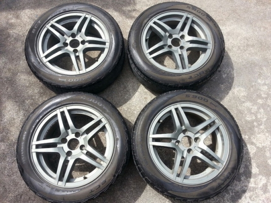 ล้อ15BRM 4รู100 กว้าง6.5 ออฟ40 + ยาง BCT 195/55/15 ปี10