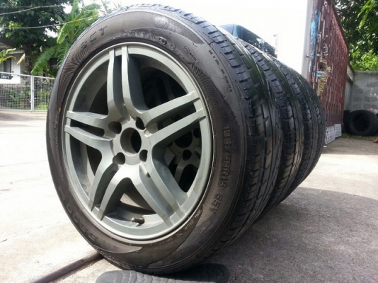 ล้อ15BRM 4รู100 กว้าง6.5 ออฟ40 + ยาง BCT 195/55/15 ปี10