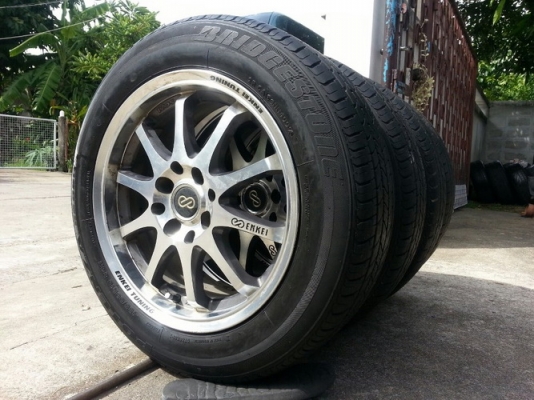 ล้อ15Enkei Tuning 4รู100/114 กว้าง6.5 ออฟ38+ ยาง Bridgestone 185/60/15 ล้อ15Enkei Tuning 4รู100/114 กว้าง6.5 ออฟ38+ ยาง Bridgestone 185/60/15