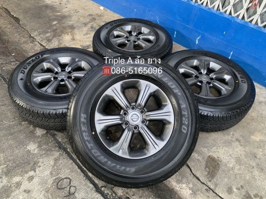 ล้อแม็ก 6รู114 Nissan Navara NP300 ขอบ 16 สีเทากัน พร้อมยางใหม่ป้ายแดง 255-70-16 Dunlop ปี 19 สวยกริ๊บ