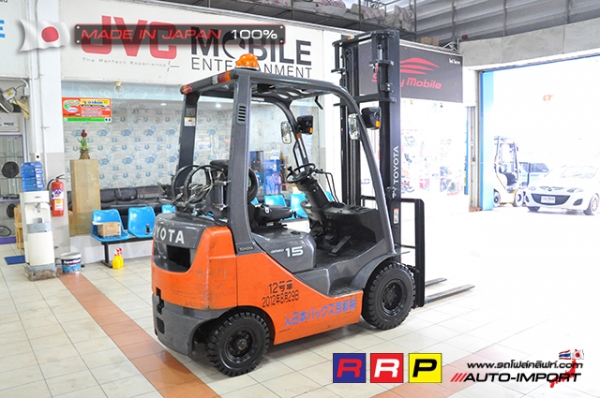 ขายรถโฟล์คลิฟท์มือสอง TOYOTA รุ่น 8FG15-33712 นำเข้าจากประเทศญี่ปุ่น 100\% ไม่เคยใช้งานในไทย