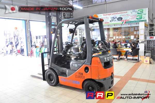 ขายรถโฟล์คลิฟท์มือสอง TOYOTA รุ่น 8FG15-33712 นำเข้าจากประเทศญี่ปุ่น 100\% ไม่เคยใช้งานในไทย