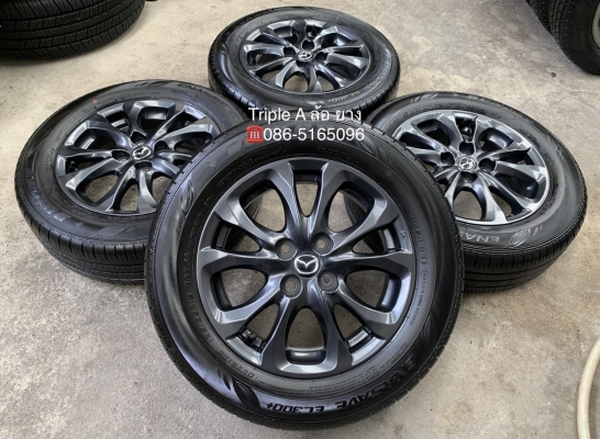 ล้อแม็ก Mazda 2 ขอบ 15 สีดำ มิดไนท์ พร้อมยาง 185-65-15 Dunlop ปลายปี 18 สภาพน้องๆป้ายแดง