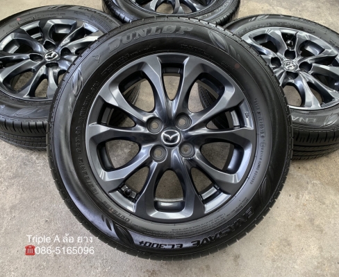 ล้อแม็ก Mazda 2 ขอบ 15 สีดำ มิดไนท์ พร้อมยาง 185-65-15 Dunlop ปลายปี 18 สภาพน้องๆป้ายแดง