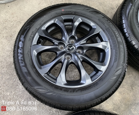 ล้อแม็ก Mazda 2 ขอบ 15 สีดำ มิดไนท์ พร้อมยาง 185-65-15 Dunlop ปลายปี 18 สภาพน้องๆป้ายแดง