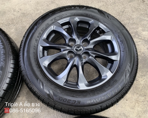 ล้อแม็ก Mazda 2 ขอบ 15 สีดำ มิดไนท์ พร้อมยาง 185-65-15 Dunlop ปลายปี 18 สภาพน้องๆป้ายแดง