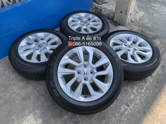 ล้อแม็กป้ายแดง Honda New Jazz ตัวรองท็อป ขอบ 15 พร้อมยางใหม่ป้ายแดง 175-65-15 Maxxis ปี 19 สวยกริ๊บๆ