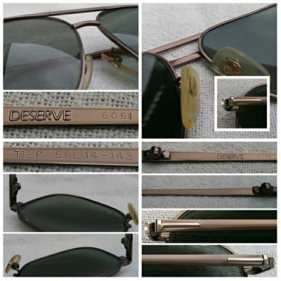 แว่นตา 'ไททาเนียมบริสุทธิ์' จากดินแดนต้นกำเนิด  เจแปนิสแฮนด์เมด ทศวรรษ 2000's  ราคาโบนัสพิเศษ !  โมเดลคลาสสิค 'สี่เหลี่ยม - นักบิน'  เลนส์กระจกคริสตัล 'สีเขียวควันไฟ'  Authentic DESERVE handmade in Ja