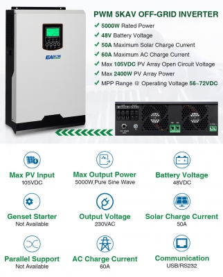 ขายโซล่าเซลล์อินเวอร์เตอร์ออฟกริด Esun power Isolar SPV-5K ขายโซล่าเซลล์อินเวอร์เตอร์ออฟกริด Esun power Isolar SPV-5K