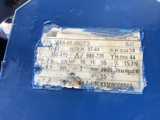 ขายปั๊มน้ำหอยโข่งหัวปั๊มสแตนเลส Ebara 10HP. 380V made in Italy ขนาดเข้า 2.5นิ้ว ออก 2นิ้ว ส่งไกล ได้น้ำเยอะ สภาพสวยเดิมๆ(ทำสีใหม่) หมุนนิ่ม พร้อมใช้งาน