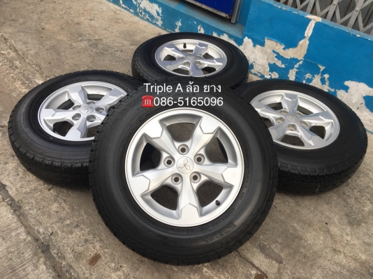 ล้อแม็กป้ายแดง 5รู114 Mitsu Triton ขอบ 15 พร้อมยางป้ายแดง 195R15 Dunlop ปี 19 แม็กสวย ตุ่มอลัง