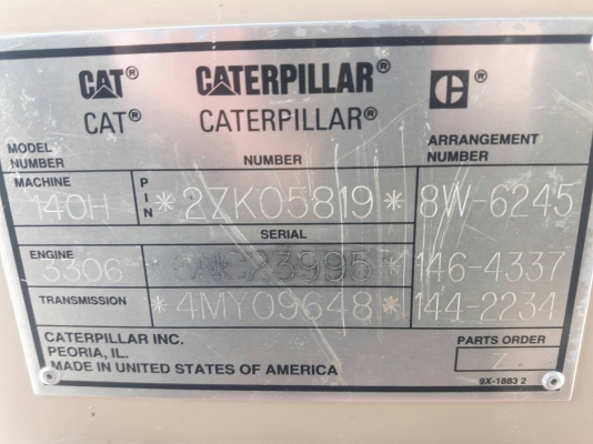ขายนถเกรดCAT140H เป็นCATบราซิลเอกสารครบราคา 4,400,000ราคานี้ยังไม่รวมภาษี7เปอร์เซ็นต์