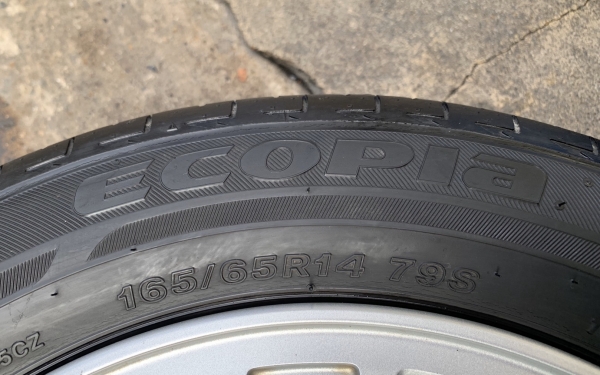 ล้อแม็ก 4รู100 Mitsu Mirage ขอบ 14 แถมยาง 165-65-14 Bridgestone ปี 15