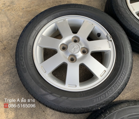 ล้อแม็ก 4รู100 Mitsu Mirage ขอบ 14 แถมยาง 165-65-14 Bridgestone ปี 15