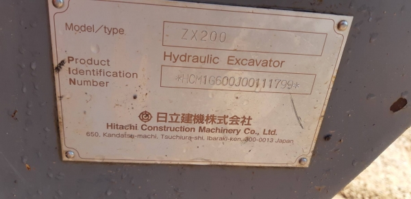 ขายHITACHI ZX200-1 เอกสารอินวอยเดิมทั้งคันราคา 780,000