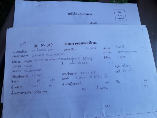 ขาย6ล้อนิสสันเครน11ตันทะเบียนครบราคา 250,000