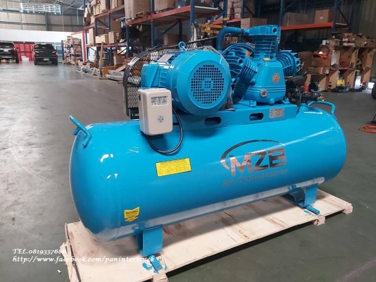 งานนำเข้า สินค้าใหม่แกะกล่อง*เครื่องปั๊มลม MZB UNUSED:ขนาด 300ลิตร ,3สูบ ,7.5HPแรง, 380V.,10 BAR(ไฟโรงงาน)