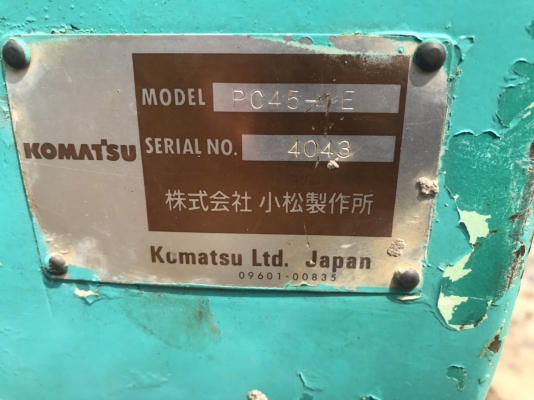 ขาย 295,000 KOMATSU pc 45-1 มีลายหัวเจาะเครื่องดี ปั๊มแรง เอวแน่น ช่วงล่างเต็ม รถสวยพร้อมใช้ เอกสารซื้อขาย รถอยู่ ปทุมธานี สามโคก
