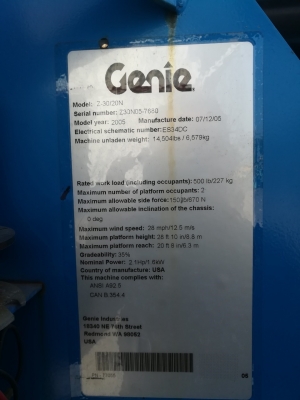 กระเช้าบูม Genie ไฟฟ้าเก่าญี่ปุ่น Z30/20NRJ กระเช้าบูม Genie ไฟฟ้าเก่าญี่ปุ่น Z30/20NRJ