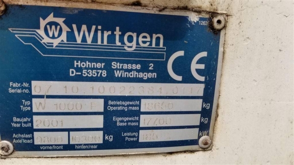รถกัด Wirtgen W1000F ปี 2001 รถกัด Wirtgen W1000F ปี 2001