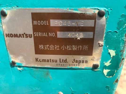 ขาย 295,000 KOMATSU pc 45-7E เครื่องดำ มีลายหัวเจาะเครื่องดี ปั๊มแรง เอวแน่น ช่วงล่างเต็ม รถสวยพร้อมใช้ เอกสารซื้อขาย รถอยู่ ปทุมธานี สามโคก 090-772-3710 090-772-3708