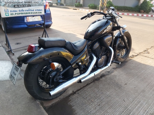 ขาย HONDA STEED400 SUPER BLACK เดิมๆ แต่งสวยๆ เก็บงานสีใหม่ทั้งคัน แฮนด์แต่ง ทะเบียนพร้อมโอนไม่ขาดต่