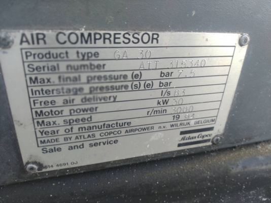 ปั้มลม Atlas 30kw ปั้มลม Atlas 30kw