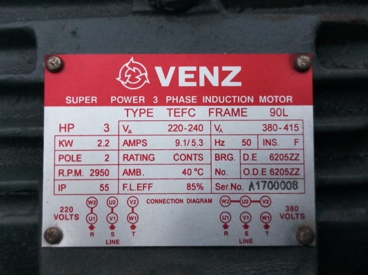โบเวอร์ดูดควัน และกลิ่น มอเตอร์ 3 แรง สามเฟส 380V ยี่ห้อ VENZ รอบ 2950 rpm ขนาดลมเข้าเส้นผ่าศูนย์กลาง 23 ซม. ขนาดลมออก 16x20 ซม. ความสูงรวมฐาน 50 ซม. ลมดูดแรงมาก สภาพสวยมาก ใช้งานได้ดีปกติ ราคา 5,000 บาทรวมส่งค่ะ