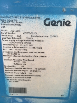 ขาย GENIE AWP30S สภาพพร้อมใช้งาน สนใจติดต่อ อำพล 090-9694506/ 080-3031241 ขาย GENIE AWP30S สภาพพร้อมใช้งาน สนใจติดต่อ อำพล 090-9694506/ 080-3031241