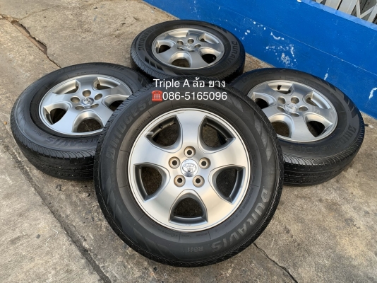 ล้อแม็ก Toyota Vigo Champ สีเทาดำ ขอบ 16 พร้อมยาง 215-70-16 Bridgestone ปลายปี 15