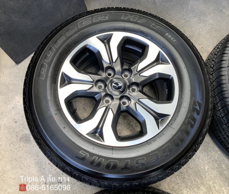 ล้อแม็กป้ายแดง Mazda BT50 Pro ขอบ17 สีเทาหน้าเงา พร้อมยางป้ายแดง 265-65-17 Bridgestone ปี 19 สวยๆ