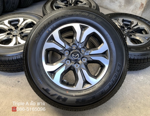 ล้อแม็กป้ายแดง Mazda BT50 Pro ขอบ17 สีเทาหน้าเงา พร้อมยางป้ายแดง 265-65-17 Bridgestone ปี 19 สวยๆ