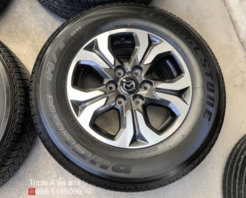 ล้อแม็กป้ายแดง Mazda BT50 Pro ขอบ17 สีเทาหน้าเงา พร้อมยางป้ายแดง 265-65-17 Bridgestone ปี 19 สวยๆ