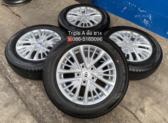ล้อแม็กป้ายแดง Suzuki Ertiga ขอบ 15 พร้อมยางใหม่ป้ายแดง 185-65-15 Dunlop ปี 19 สวยๆ