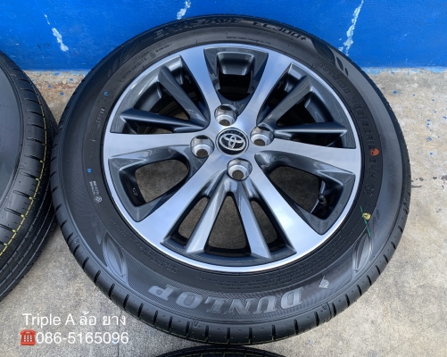 ล้อแม็กป้ายแดง Toyota Yaris Ativ ขอบ 15 สีเทาหน้าเงา พร้อมยางใหม่ป้ายแดง 185-60-15 Dunlop ปี 19 ใหม่ยกห้าง
