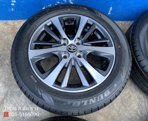 ล้อแม็กป้ายแดง Toyota Yaris Ativ ขอบ 15 สีเทาหน้าเงา พร้อมยางใหม่ป้ายแดง 185-60-15 Dunlop ปี 19 ใหม่ยกห้าง