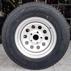 ขายกะทะผ่า 5รู114 ขอบ14 ( ล้อใหม่ ) พร้อมยางใหม่ OTANI 205/75/14 ปี19 ผ้าใบ 8 ชั้น