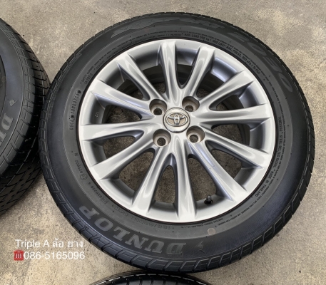 ล้อแม็ก Toyota Vios รุ่น 12 ก้าน ขอบ 15 สีรมดำ พร้อมยาง 185-60-15 Dunlop ปี 16 สภาพดี