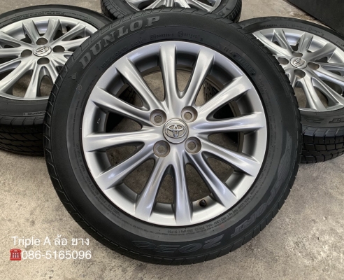ล้อแม็ก Toyota Vios รุ่น 12 ก้าน ขอบ 15 สีรมดำ พร้อมยาง 185-60-15 Dunlop ปี 16 สภาพดี