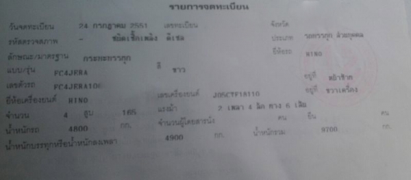 รถฮีโน่ 6 ล้อดั้ม 170 แรงม้า ปี 51 รถวิ่ง 5x,xxx กม.  สนใจติดต่อ 081 - 6079515