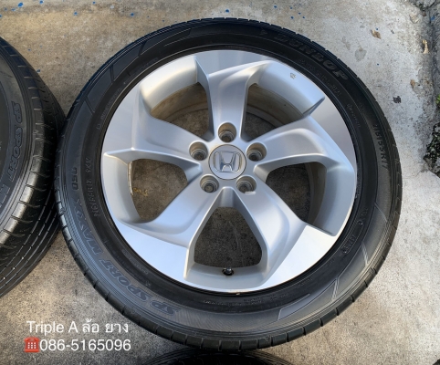 ล้อแม็ก Honda HRV ขอบ 17 สีบอร์นเงิน พร้อมยาง 215-55-17 Dunlop ปลายปี 15