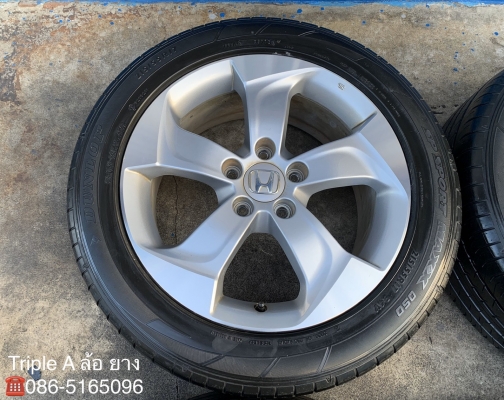 ล้อแม็ก Honda HRV ขอบ 17 สีบอร์นเงิน พร้อมยาง 215-55-17 Dunlop ปลายปี 15